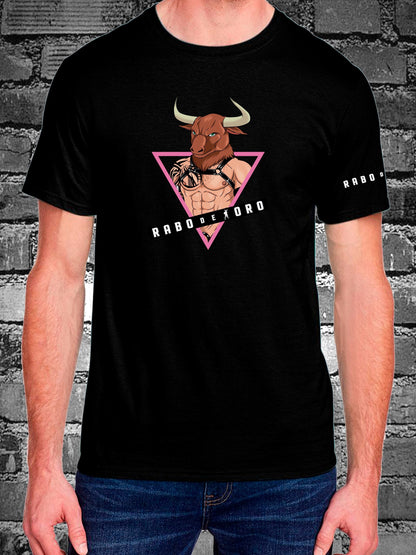 MINOTAUR Black T-Shirt with RDT Pink Triangle details