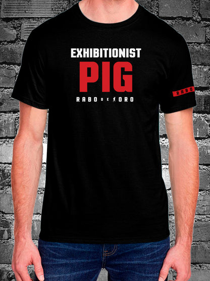 EXHIBITIONIST PIG Black T-Shirt with BDSM Hanky Code details