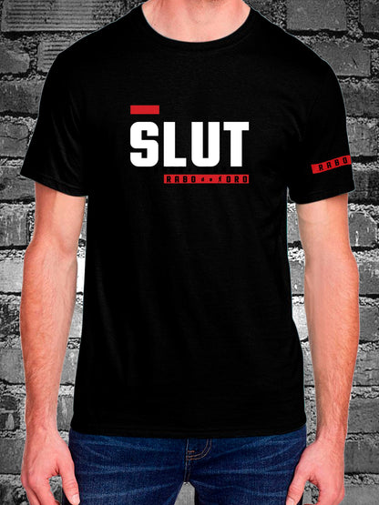 SLUT Black T-Shirt with BDSM Hanky Code details