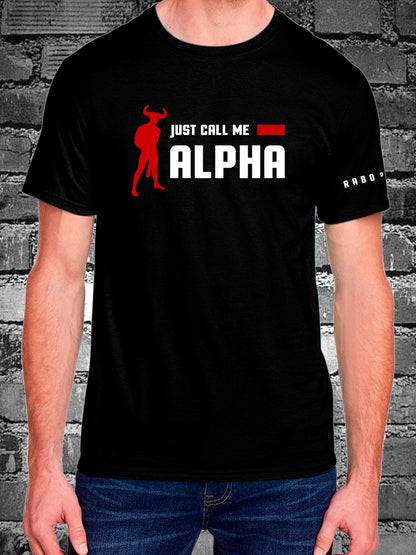 RaboDeToro - Camiseta Negra con el mensaje JUST CALL ME ALPHA 