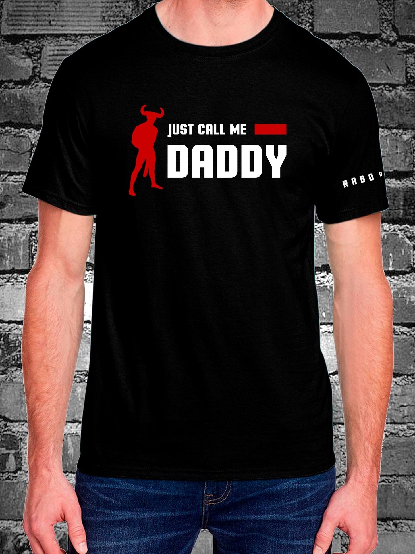 JUST CALL ME DADDY - Black T-Shirt with Horny Minotaur detail