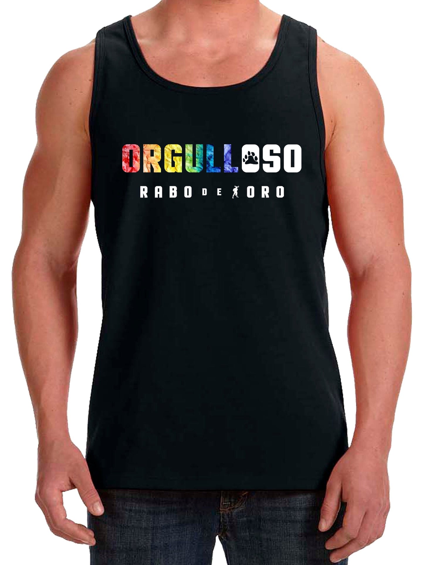 ORGULLOSO Gay Fetish Black Tank Top with Bear Paw details