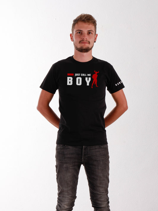 JUST CALL ME BOY - Camiseta negra con detalle de Horny Minotaur