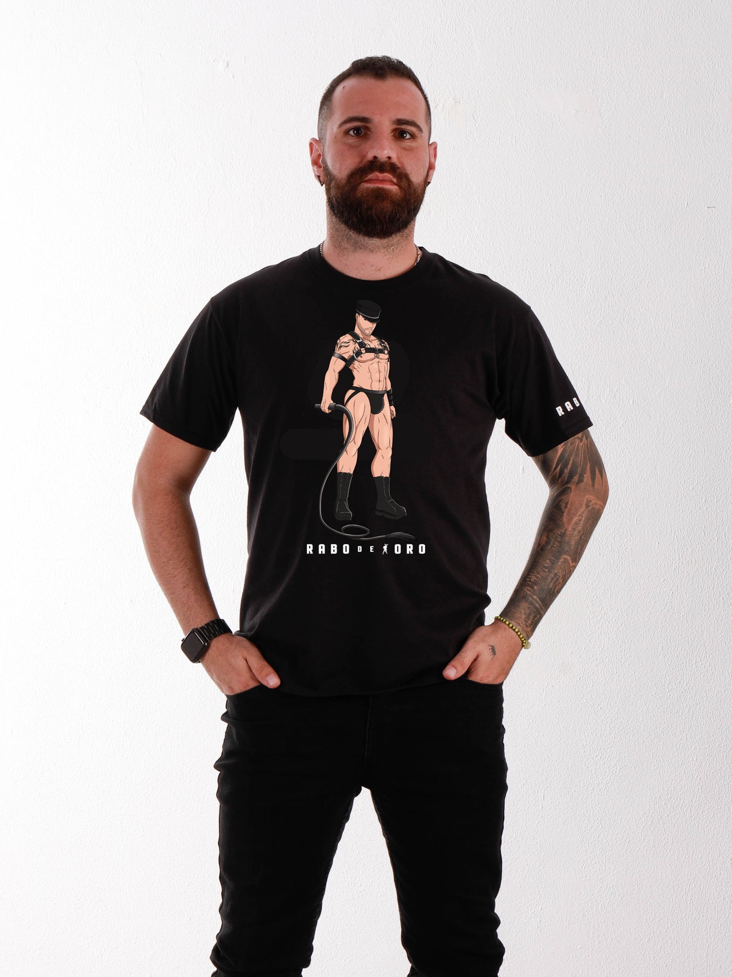 The Dom Black T-Shirt with Master cartoon detail