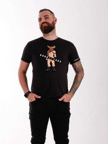 MINOTAUR Black T-Shirt with logo Censored details
