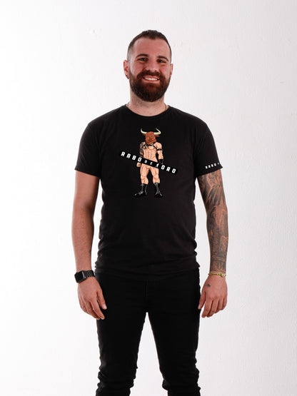 MINOTAUR Black T-Shirt with logo Censored details