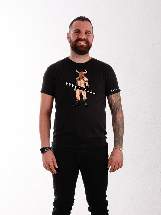 MINOTAUR Black T-Shirt with logo Censored details