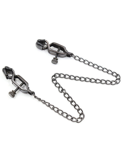 Ohmama Metal Nipple Clamps and Chain - Black