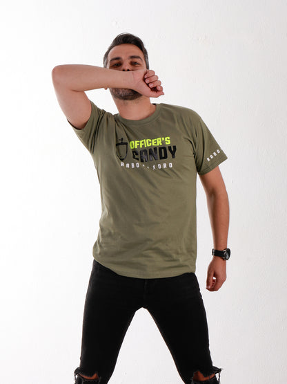 OFFICER's CANDY Olive T-Shirt with Piss Urinal design