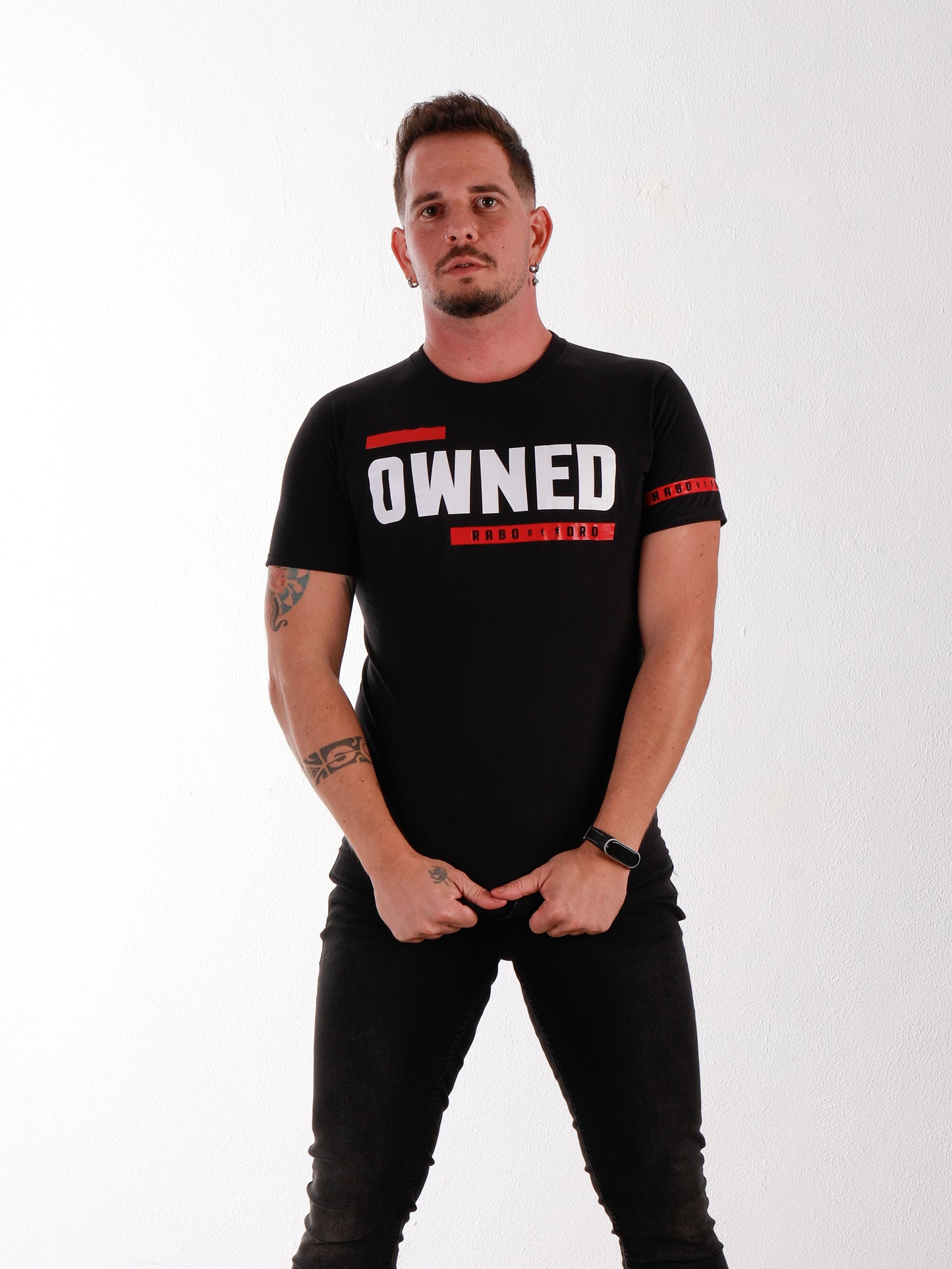 OWNED Black T-Shirt with BDSM Hanky Code details