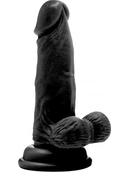 RealRock - Realistic Rubber Cock with Balls Black 6" / 15 cm