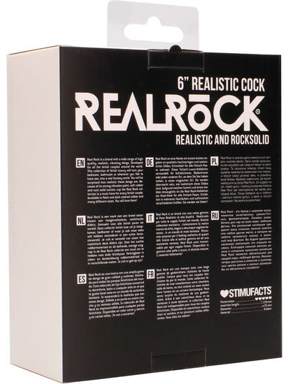 RealRock - Realistic Rubber Cock with Balls Black 6" / 15 cm