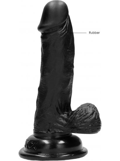 RealRock - Realistic Rubber Cock with Balls Black 6" / 15 cm