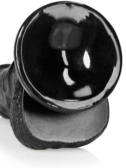 RealRock - Curved Realistic Dildo with Balls and Suction Cup Black 6" / 15,5 cm