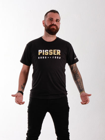 PISSER Black T-Shirt with Yellow Watersports detail