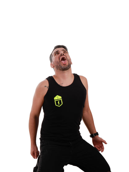 HANKY CODES Right / Gay Fetish Black Tank Top with Fake Pocket design on RIGHT side
