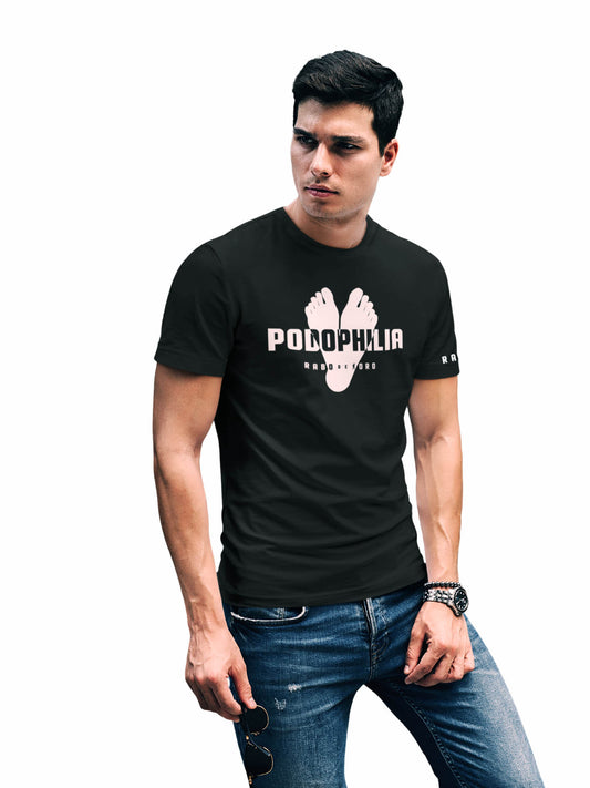 PODOPHILIA Black T-Shirt with Feet design