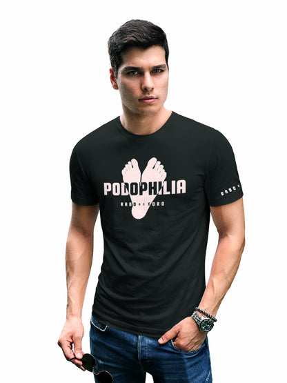 PODOPHILIA Black T-Shirt with Feet design