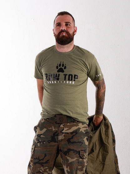 RAW TOP Olive T-Shirt with Wolf Paw detail