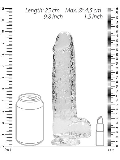 RealRock - Crystal Clear Realistic Dildo with Balls and Suction Cup 9" / 22 cm