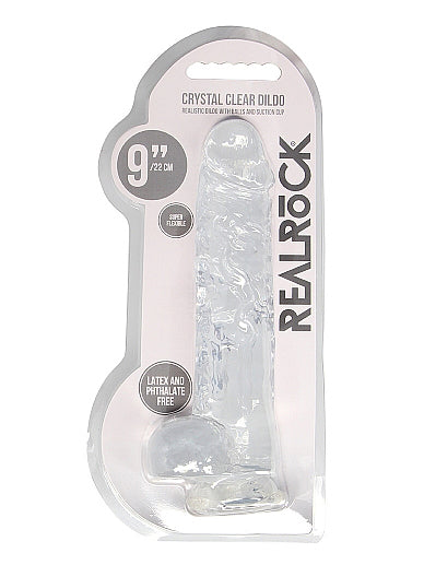RealRock - Dildo Transparente Realista con Bolas y Ventosa 9" / 22 cm