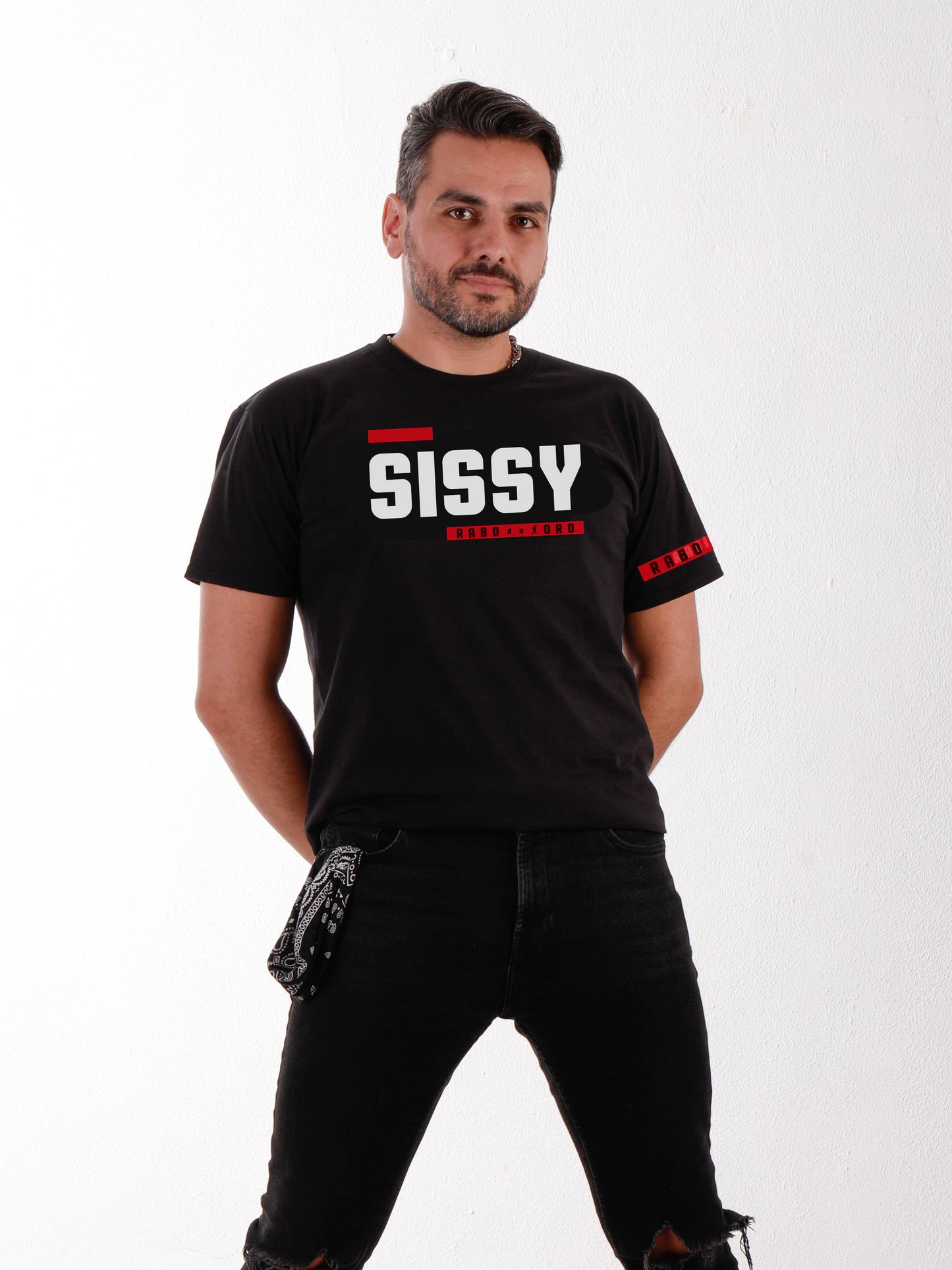 Camiseta negra SISSY con detalles BDSM Hanky ​​Code