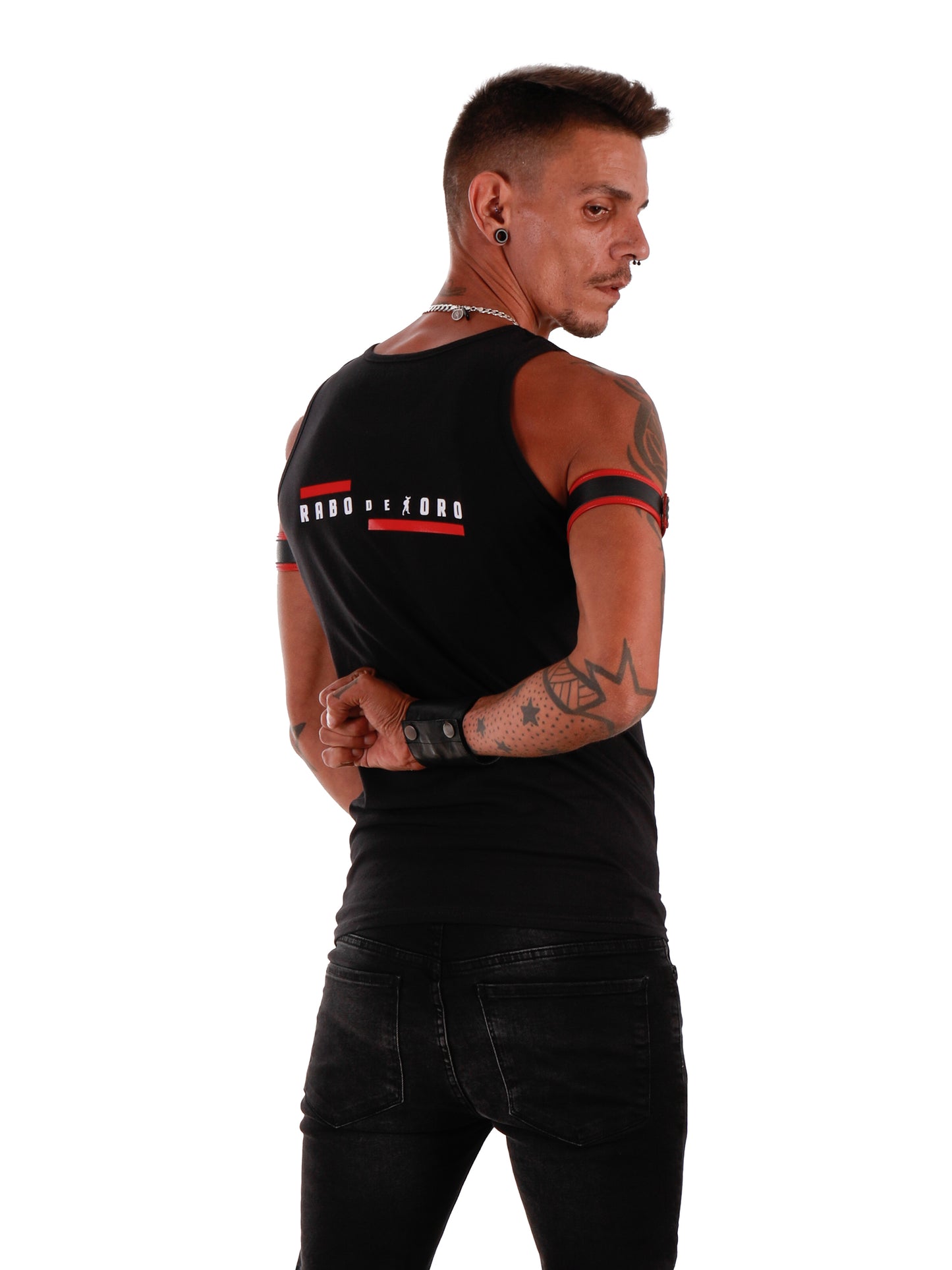 HANKY CODES Left / Gay Fetish Black Tank Top with Fake Pocket design on LEFT side