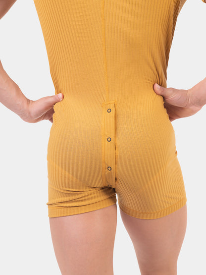 Barcode Rib Union Suit Volhelm Mustard