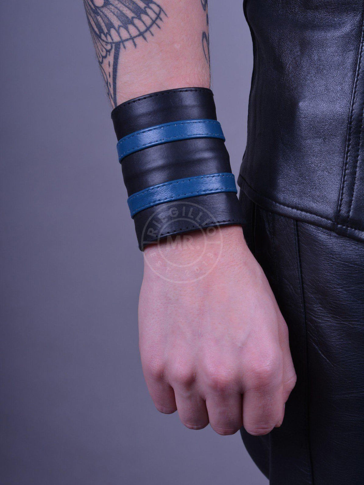 Mr. Riegillio Blue Wrist Wallet - Double Stripe